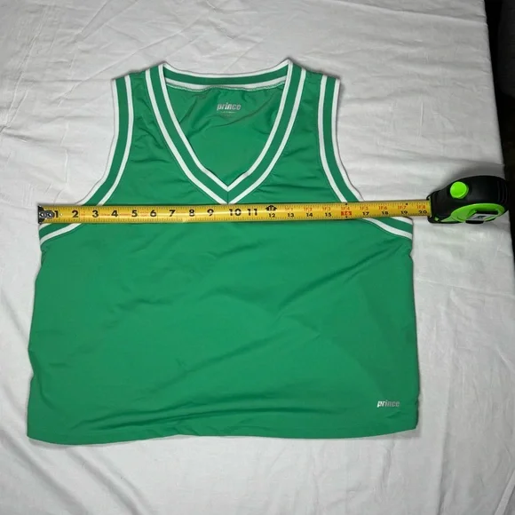 Prince Women's XL V-Neck Sleeveless Tennis‎ Pickleball Tank Top Green White - Picture 5 of 5